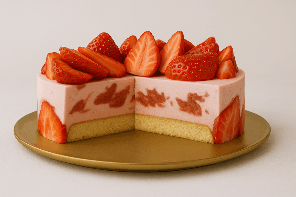 Zuckerfreier Erdbeer-Cheesecake mit frischen Erdbeeren