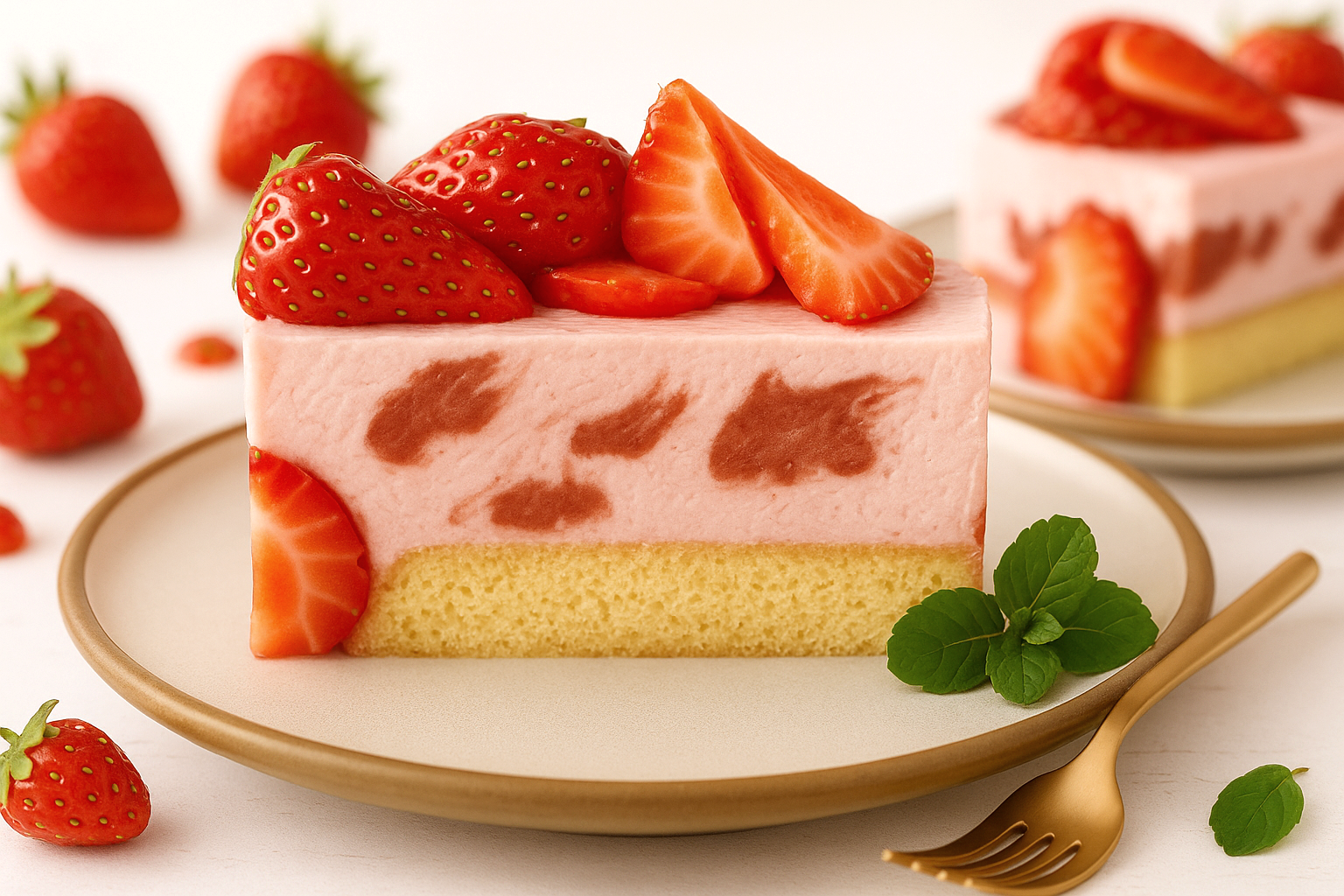 Zuckerfreier Erdbeer-Cheesecake mit frischen Erdbeeren